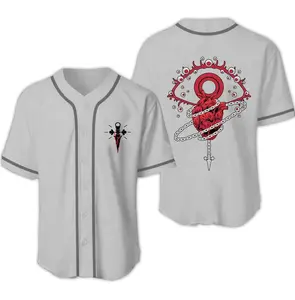 Unisex Black & White Anime Baseball Jersey - Short-Sleeve, Loose-Fitting, High-Quality Polyester, Machine-Washable Professional Sports Top for Anime & Movie Style Enthusiasts
