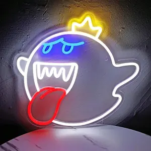 King Ghost Neon Sign Light With On/Off Switch Gaming Neon Sign For Kids Game Room Man Cave Birthday Halloween Decor Christmas Gift For Boy Room Decor