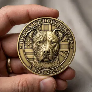 K9 Challenge Coin Antique Brass Challenge Coin, Cowboy Hunting Commemorative coin, Americana Collectible Keepsake, 250th Anniversary 4th of July Coin Gifts for Dad, Hunters, Dog Lovers