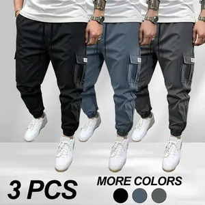 Men’s New Fashion 3-Pack Cargo Pants — 3D cargo pockets, tactical pants, all-season jogger work pants suitable for gifting during holidays, everyday work, and outdoor sports