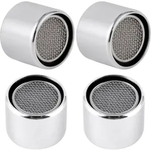 4 PCS Faucet Aerator, Kitchen Sink Faucet Aerator Adapter with Solid Brass Shell, 55/64 inch Female Thread Water Conserve Filter with Gasket for Kitchen and Bathroom, Chrome