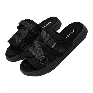 Webbing Strap Slide Sandals for Men Women, Adjustable Fit Soft Insole Non Slip Waterproof Slippers, Trendy Casual Summer Footwear for Beach Travel Daily Commute