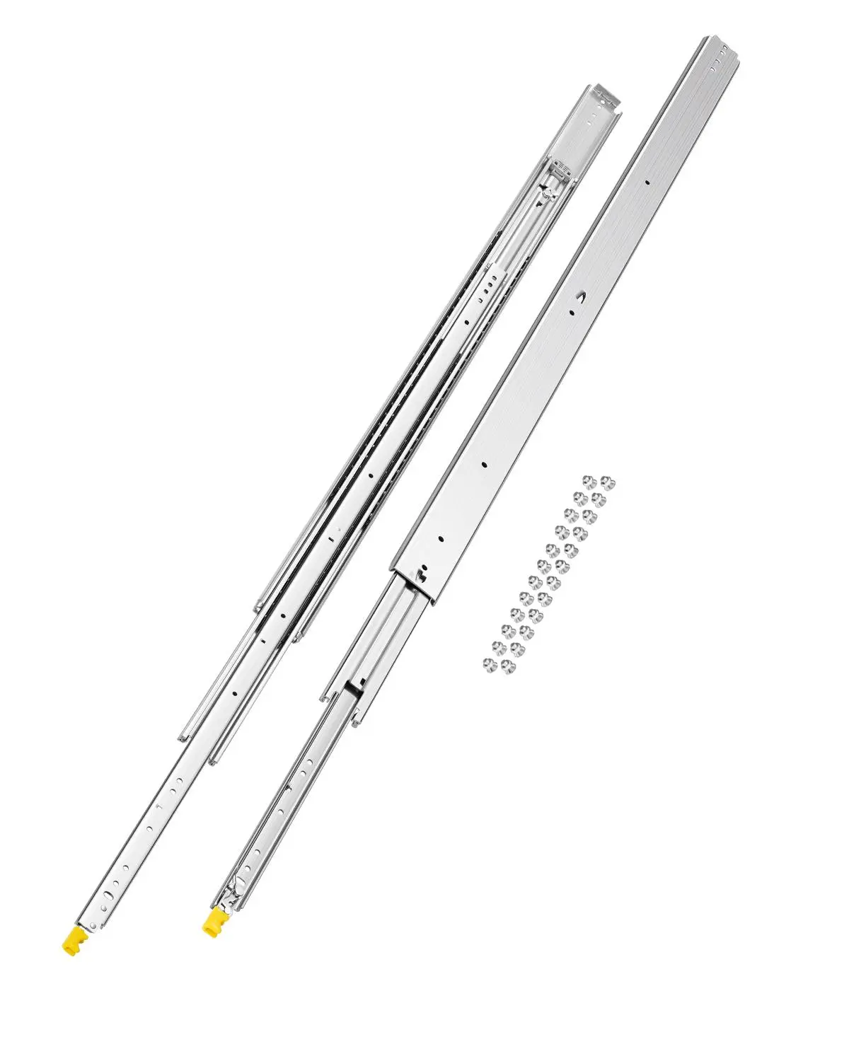 【BackToSchool】VEVOR Pair Set Full Extension Drawer Slides (18-60 in Sizes:18,20,22,28,30,32,36,38,40,44,48,52,56,60), 500 lbs Load Capacity Locking Ball Bearing Side-Mount Drawer Slide Rails, High-Hardness 0.77 in Thick for Vending Machines Shelving