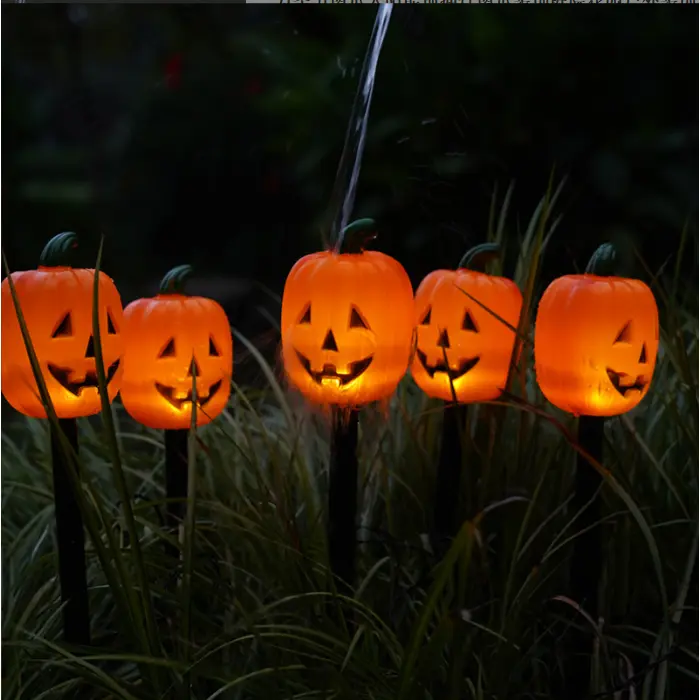 6Pcs Set LED Solar Path Lights, Purple Orange Green Waterproof Pumpkin Ghost Skull Lights, Outdoor Decor for Garden Courtyard Lawn Halloween Yard Party
