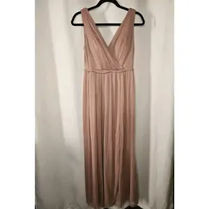 Azazie Womens Tanicia Bridesmaids Dress Pink Pleated Sleeveless Slit Zip Size A6