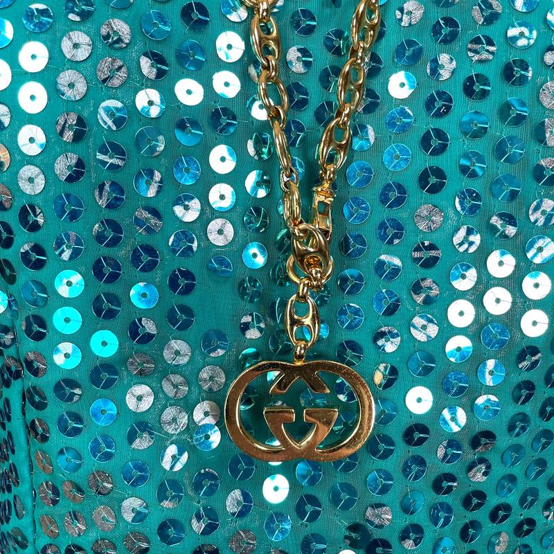 Pre-owned Gucci GG Blondie GHW Plated Belt Necklace Purse Charm Claw Closure Chain 70cm 32"