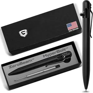 Bolt Action Pen - Stainless Steel Black - HyperBolt & ZeroSeam EDC Pen,  Metal Writing Pen, Smooth Ink, Durable Pocket Pen, Refillable Executive