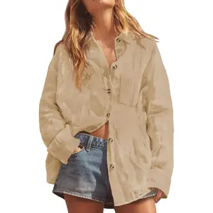 Cotton Linen Button Down Shirt V Neck Roll Up Long Sleeve Collared Blouse Loose Fit Casual Work Tops