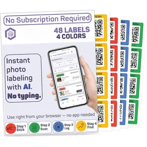 QR Code Storage Labels - 48 Color Coded Moving & Storage Box Stickers with AI Photo Inventory,   Organization & Inventory Management System, No App Required, iOS & Android Compatible