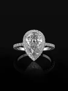 Teardrop Shaped Zircon Ring, Fashion Jewelry for Party, Daily Clothing Decor, Trendy All-match & Exquisite Jewelry for Birthday Gift