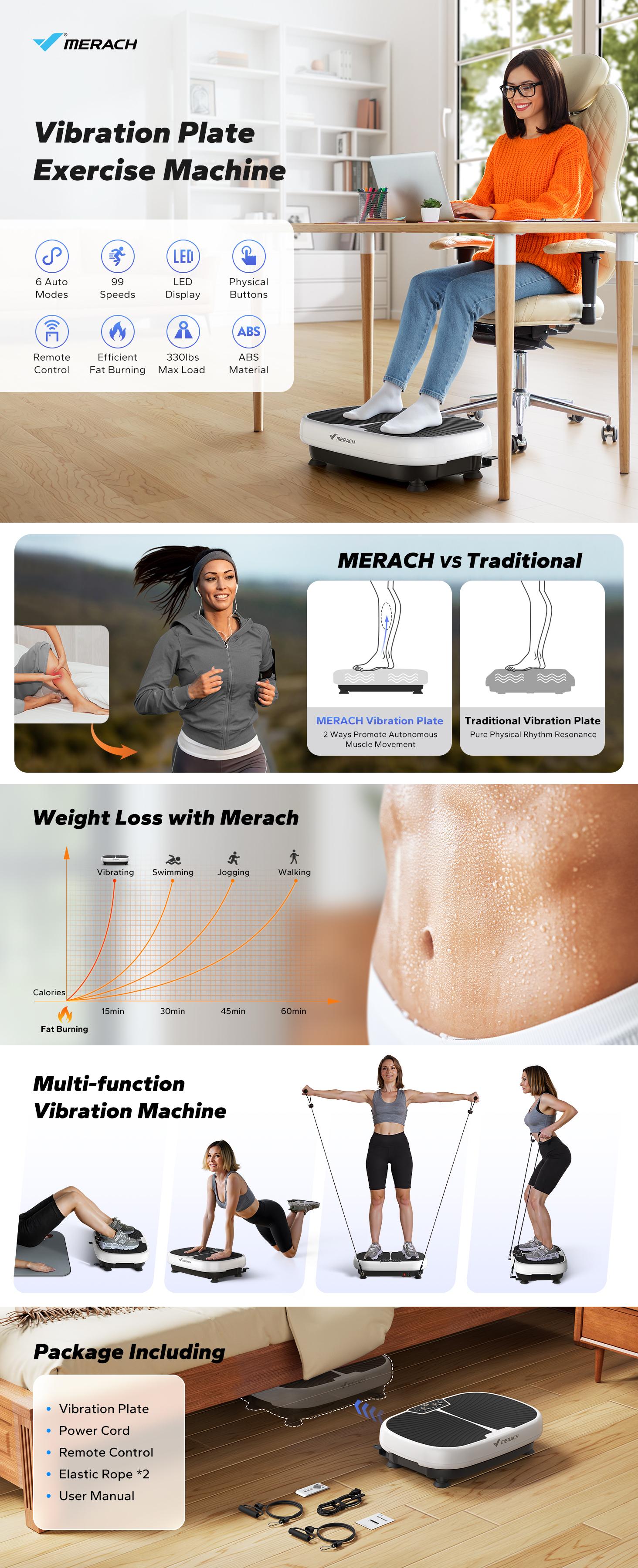 MERACH EMS Vibration Plate Exercise Machine, Lymphatic Drainage Machine, Whole Body Workout Vibration Platform for Wellness and Fitness, dealsforyoudays