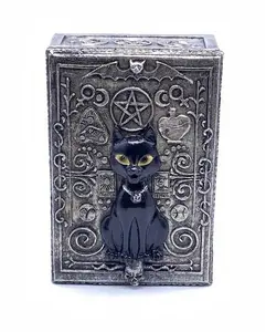 Cat Tarot Deck Storage Box Wood 3.75 x 5.5 Inch
