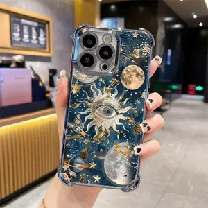 Sun-Eye Star Mantle Phone Cases for iPhone 17 Air 16 E 15 Promax 14 Plus 13 12 11 Xs Xsmax,Celestial mobile phone case,Transparent, non-yellowing design,Four-corner airbag drop protection,Mysterious Celestial Patterns.QXA679