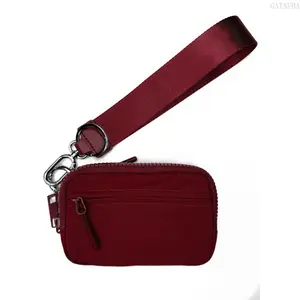 Slim Waterproof Nylon Wristlet Wallet Portable Mini Card Coin Key Holder Lightweight Women Hand Pouch Casual Daily Outdoor Travel Essential Storage Bag