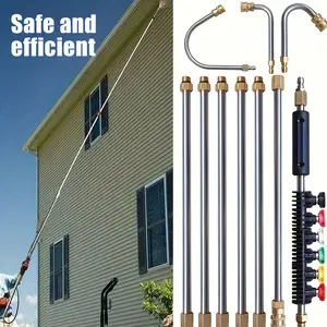 10pcs Pressure Washer Extension Wand Set 4000 PSI High Pressure Power Washer Lance Kit with 6 Nozzle Tips 30 90 120 Degree for Gutter Cleaning Roof Drain Exterior Walls Car Wash Universal Quick Connect Accessories