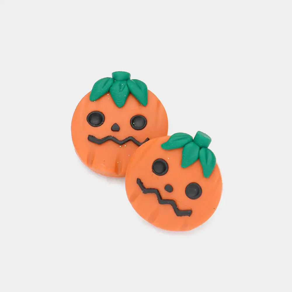 Clay Pumpkin Stud Earrings