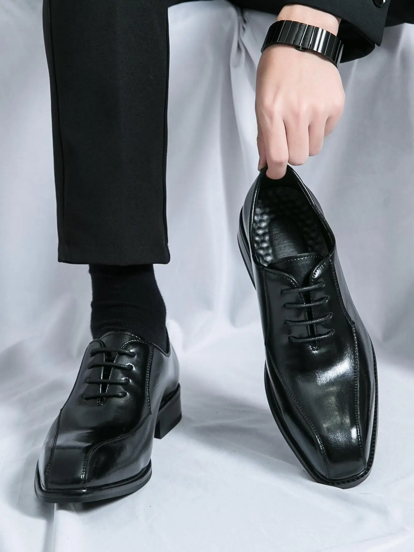 Men's Business Formal Style Solid Color Lace Up Dress Shoes, Formal Oxfords Fashionable Comfortable Oxford Shoes for Work Office, Male All-match Shoes for Daily Wear
