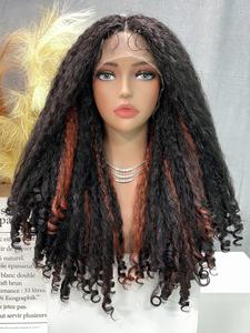 long afro kinky curly wigs for women, gorgeous natural soft fluffy wigs without bangs, heat resistant synthetic lace front wigs for party, daily use