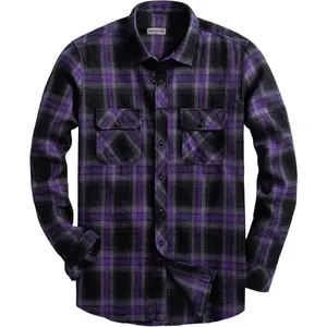 Men's Regular Fit Flannel Plaid Long Sleeve Button Down Fleece Shirts - Soft Warm Casual Cotton Blend Top for Everyday Wear