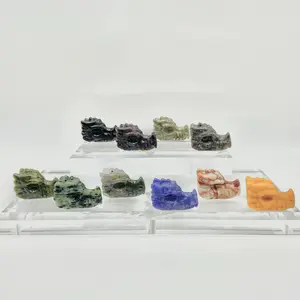【Crystal Bliss Shop】Miniature Hand Carved Crystal Dragon Head Sculpture - Natural Stone Animal Statue, For Decoration, Symbol of Strength