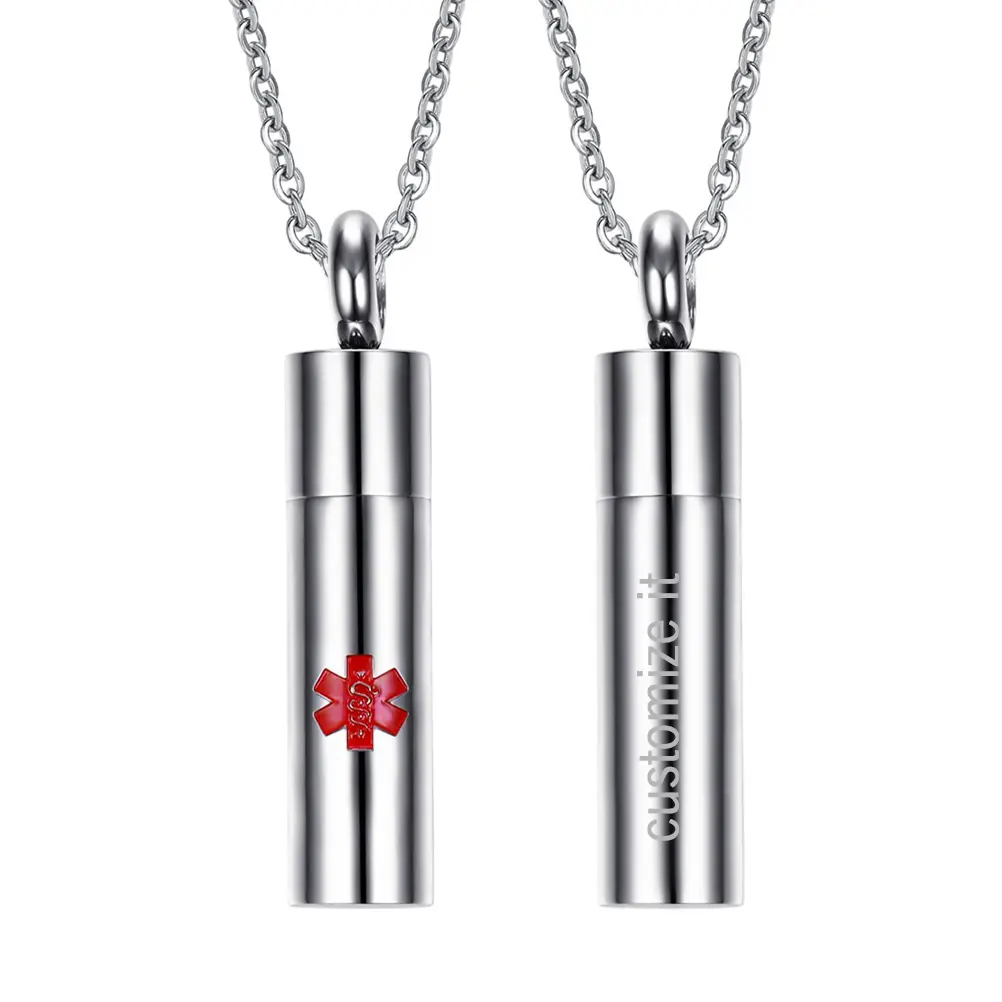 OIDEA Stainless Steel Cylinder-Shaped Openable Engravable Locket Necklace - 21-Inch Unisex Commemorative Charm Locket, Customizable Sentimental Memorial Token for Everyday Use, Commemorative Charm Necklaces