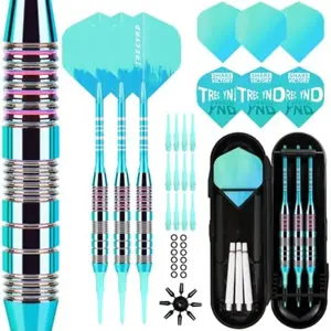 Soft Dart Set with 3 Aluminum Alloy Shafts, Professional Plastic Soft Tip Darts, Includes 2 Ba Tips, 3 Extra Blades, 3 Replacement Shafts