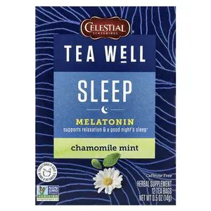Celestial Seasonings Tea Well, Sleep, Chamomile Mint, Caffeine Free, 12 Tea Bags, 0.5 oz (14 g)