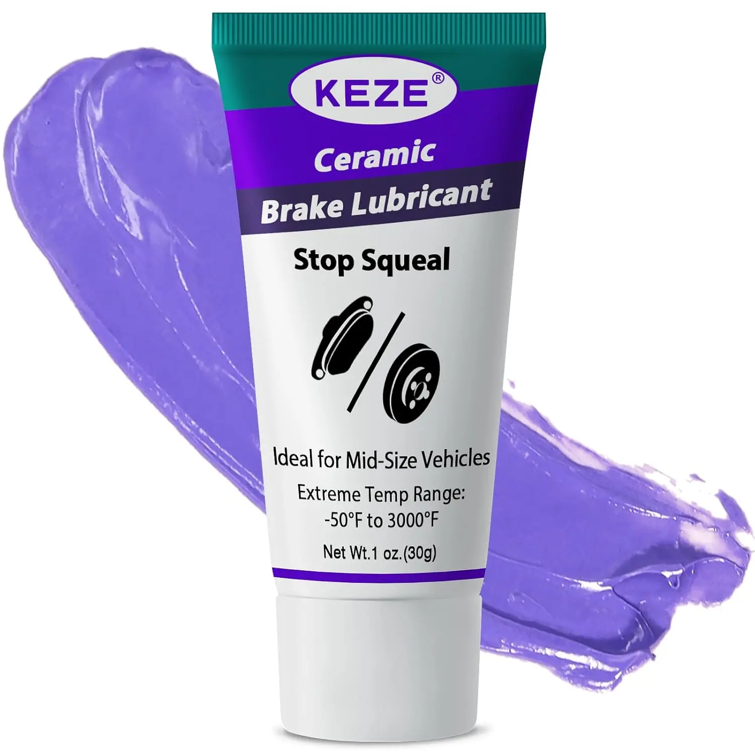 Ceramic Brake Grease Lubricant (1 oz) - Extreme High-Temperature Formula for Automotive Brake Parts, Calipers, and Pins - Stops Squeal and Prevents Seizing, Extreme Temp Range, Sliding Pins, Stop Squeal, Cars, Caliper Pins