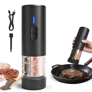 2 in 1 Electric Salt and Pepper Set, USB Rechargeable, Automatic Mill Shakers with Display, LED Light, Adjustable Coarseness, Ideal for Kitchen, Seasoning