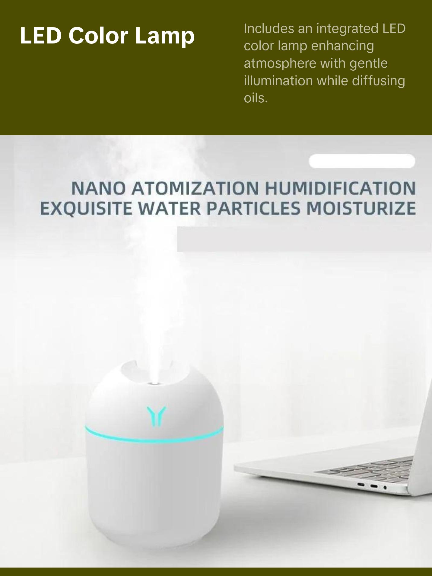 250ML USB Mini Air Humidifier Aroma Essential Oil Diffuser For Home Ultrasonic Mute Mist Maker Diffuser with LED Color Lamp