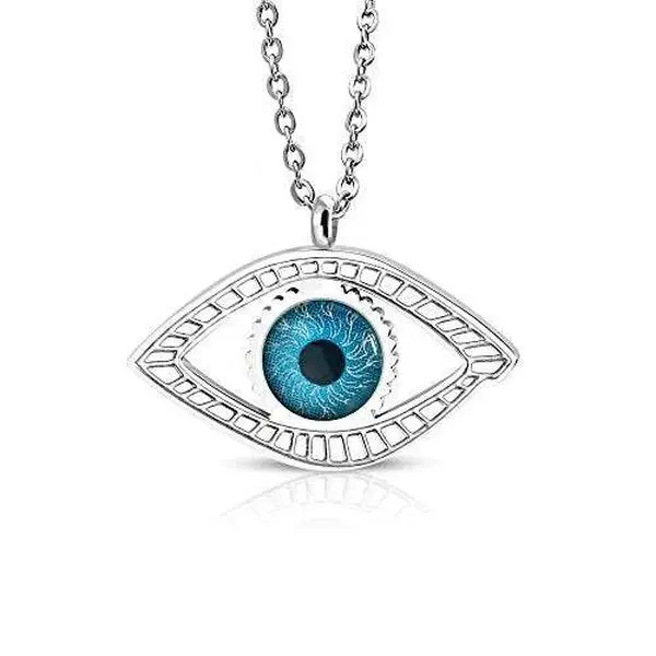 Gold Realistic Eye Necklace Pendant Stainless Steel