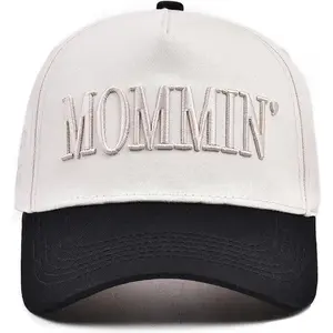 BIGWIG Female Vintage 2-Tone Cotton Lightweight Plain Trucker Hat - Adjustable Buckle, Embroidered Letter Print, Statement Cap, Trendy Vintage Fashion Hat, Casual Mommin Style, Mother's Day Gift (Baseball Cap Alternative)