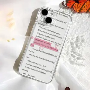 Bible Verse Pattern Phone Case, Anti-drop Shockproof Phone Protective Cover, Phone Accessory Compatible with iPhone 6 7 8 X 11 12 13 14 15 Pro Max, Transparent Casing, Shockproof Tpu Cover