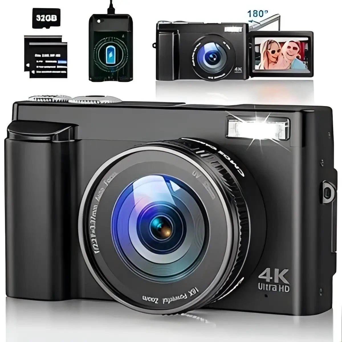 Black Friday Dual Electric Edition DC101 4K Ultra HD Digital Camera,16x Digital Zoom,48MP Digital Camera 1080P 4K volgging camera,Christmas Gift Porta
