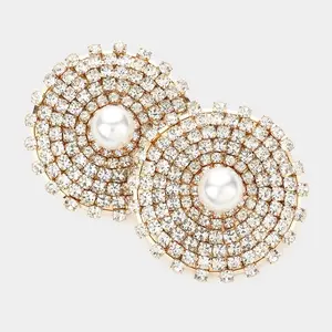 Oversized Round Rhinestone Stud Earrings