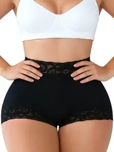 1 Count Women's Butt Lifting, Hip Lift Compression, And Tummy Control Shapewear Shorts With Lace Trim and Non Slip Elastic High Stretch Fabric, Fajas, Hourglass Curves Briefs, Colombian Shapewear, Bottoms, Suitable For Daily,Sport,Yoga