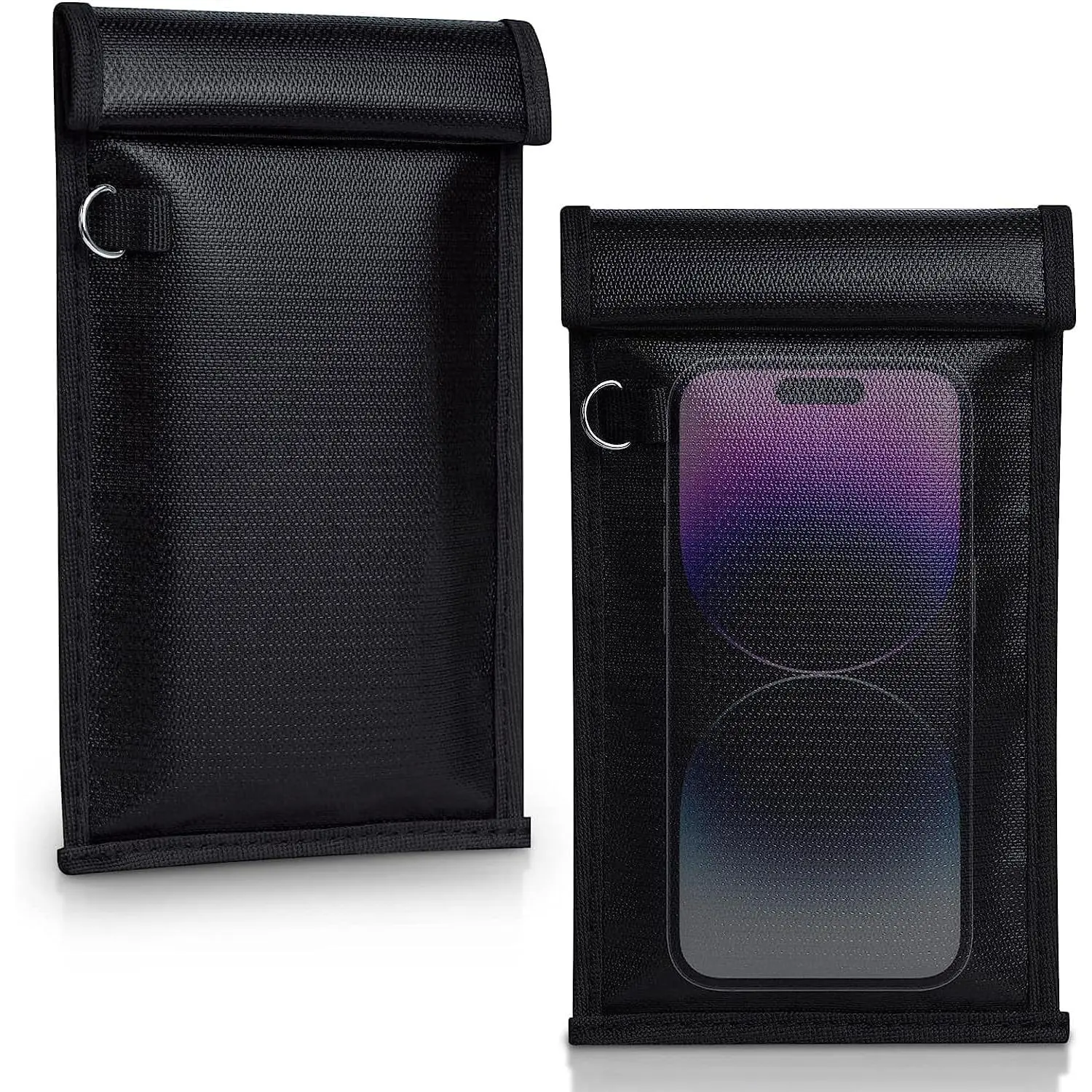 Faraday Bags for Phones and  Key 2 Pack, Signal Blocking Pouch, Cell Phone Signal Jammer,  Key/WiFi/RFID/GPS Signal Blocker Black (m)