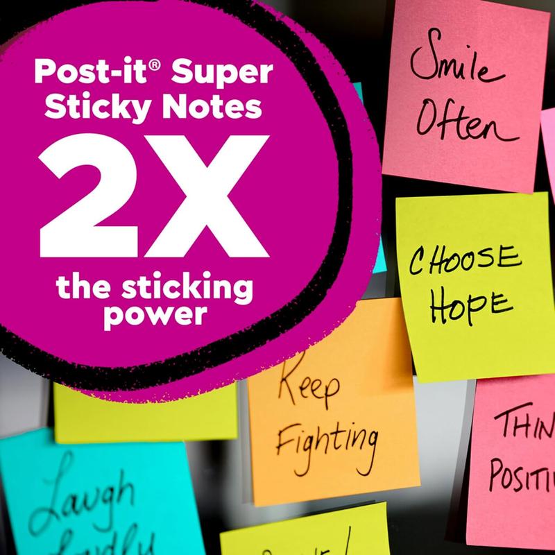 Post-it Super Sticky Notes, Limited Edition Color Collection, 3x3 in, 15 Pads/Pack, 45 Sheets/Pad office  supplies