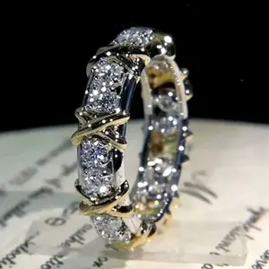 3mm Openwork Ring Women Titanium Engagement Ring Cubic Zirconia Eternity Wedding Band Size 6-11.5