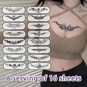 Butterfly Pattern Temporary Tattoo Sticker, 16 Sheets/set Vintage Fake Tattoo Sticker, Waterproof Body Art Sticker for Women & Men, Sticker Tattoos