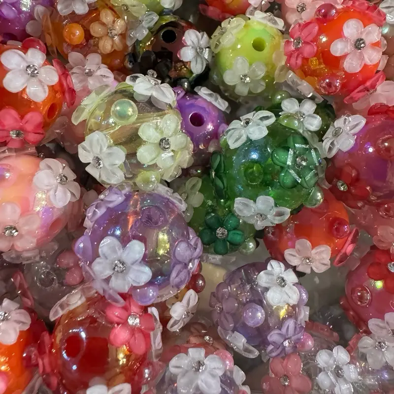 16MM Acrylic Flower Beads - Assorted Colors for Pens and Other Beadable Items - Pack of 3