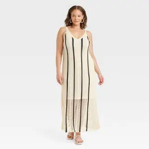 A New Day Women's Open Work Pointelle Dress Maxi Sundress