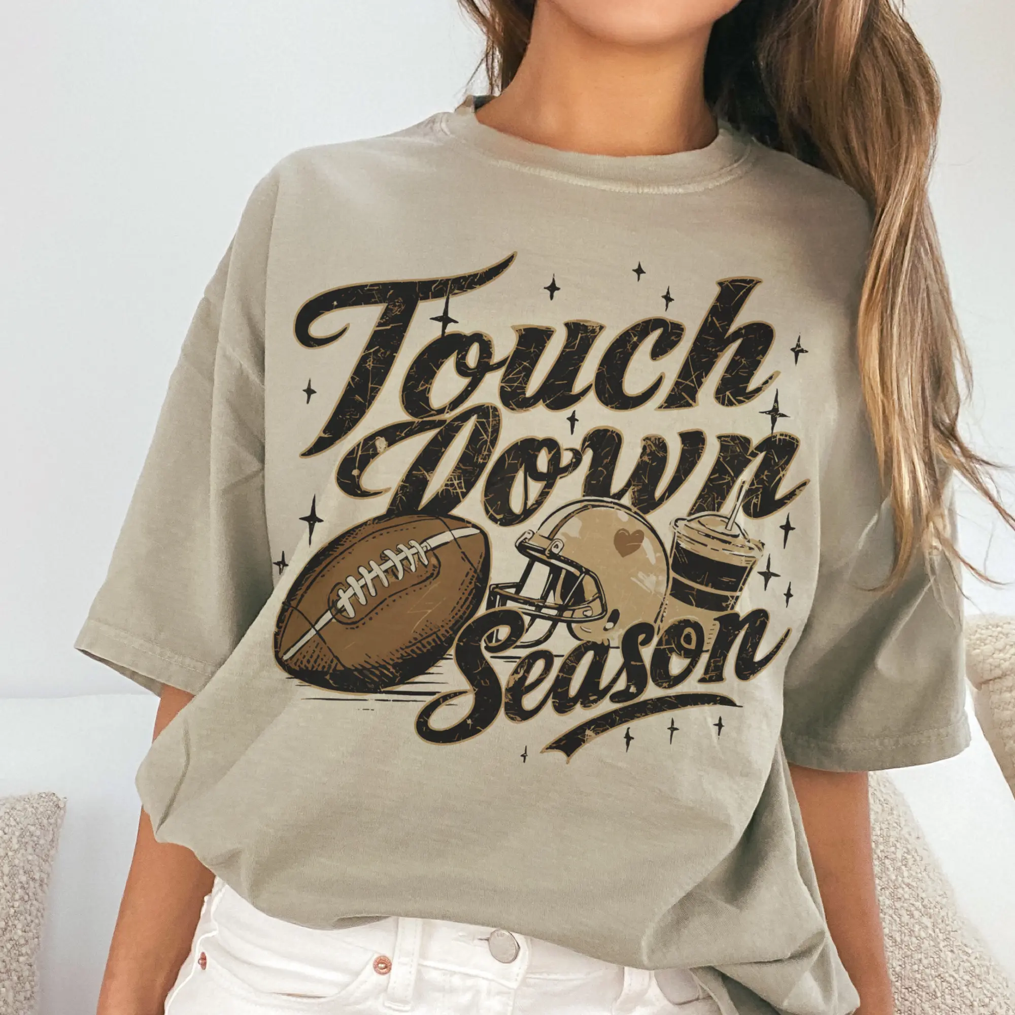 Football Tee Touchdown Season Football Tee Touch Down Season T-Shirt Girls Football Top Womans Top Football Casual Tshirt