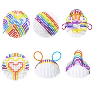 Sensory Activity Ball Rainbow Rope Fidget Ball with Replaceable Straps Portable Educational Stress Toy for Focus Creative Building Perfect Holiday Christmas New Year Gift