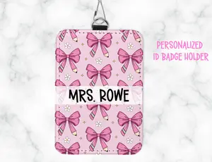 Personalized Leatherette ID Badge Holder with Lanyard – Custom Sublimated Name Tag for Teachers