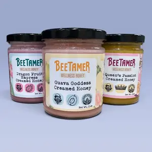 Bee Tamer's Crown Collection – 3 Jar Tropical Creamed Honey Bundle 11 oz