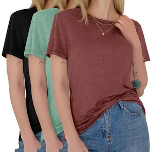 3-Pack Women’s Basic Crewneck Tees| Ultra-Soft Breathable Cotton Blend, Classic Fit, Short Sleeve, S to XXL, 2026 On-Trend Solids for Work, Weekend & Everyday Casual