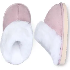 F-SOK13  Kids Slippers Girls Boys Fuzzy House Shoes Warm Memory Foam Slippers Bedroom Slides for Indoor Outdoor