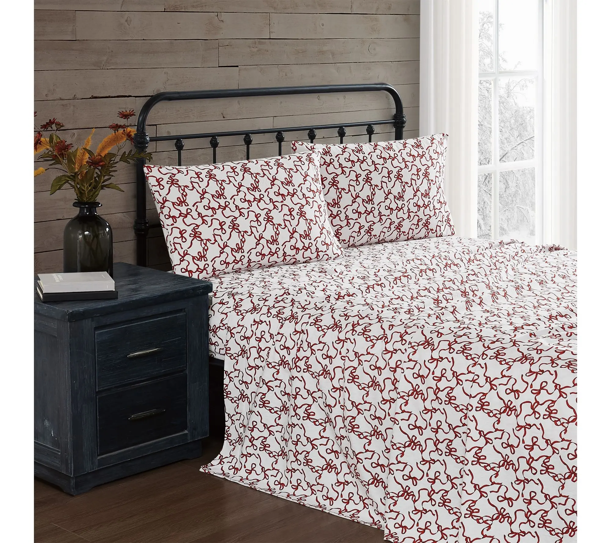 Truly Soft Ribbon and Bows Twin Flannel Sheet Set