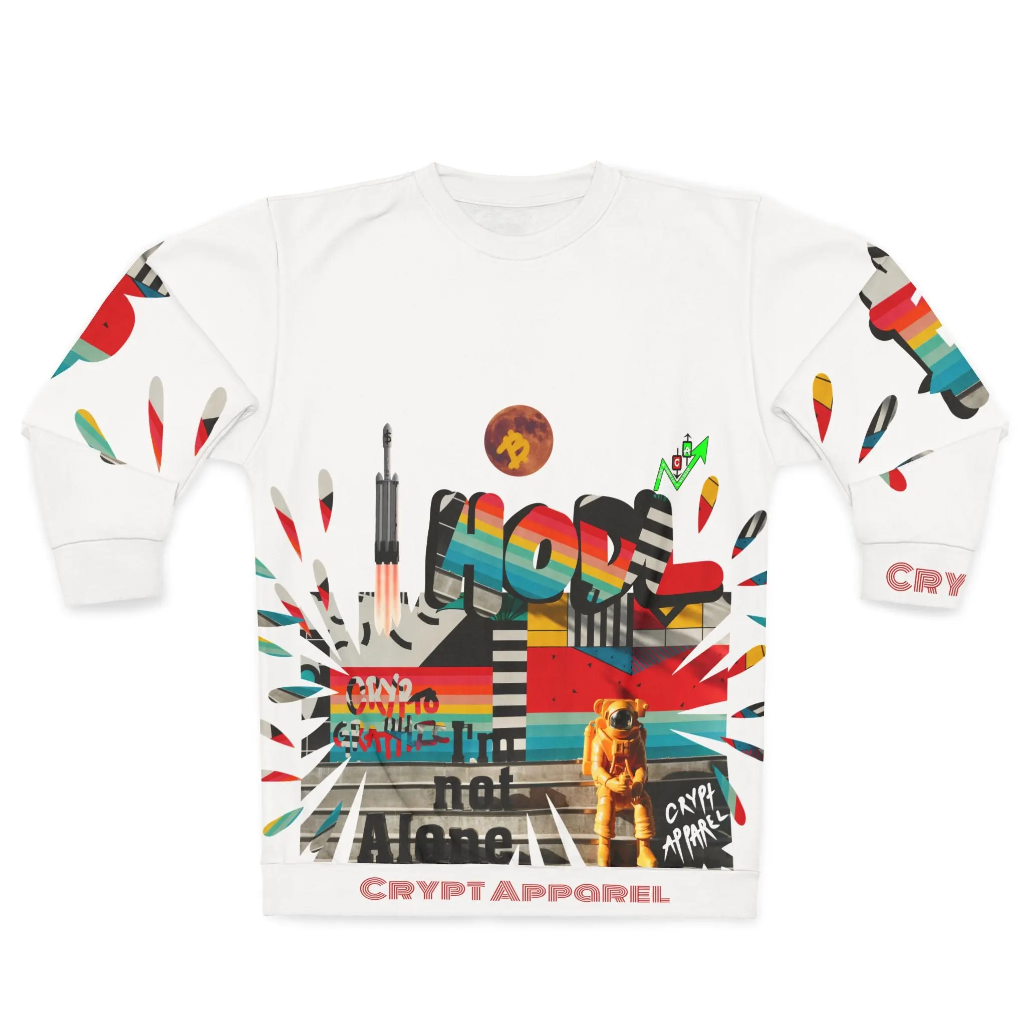Urban Jungle crypto Sweatshirt | Crypt Apparel Graffiti Collage, 'Bitcoin Inspired' Graphic